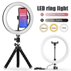 10 inch LED Selfie Ring Light Dimmable Photography Fill Lamp with Mini tripod for Mobile Phone Live Video Photo Studio Ringlight