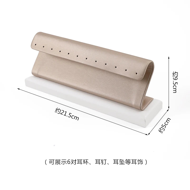 Champagne Leather Jewelry Set for Earrings Rings Display Stand Storage Organizer for Fashion Women Bracelets Necklaces Tray