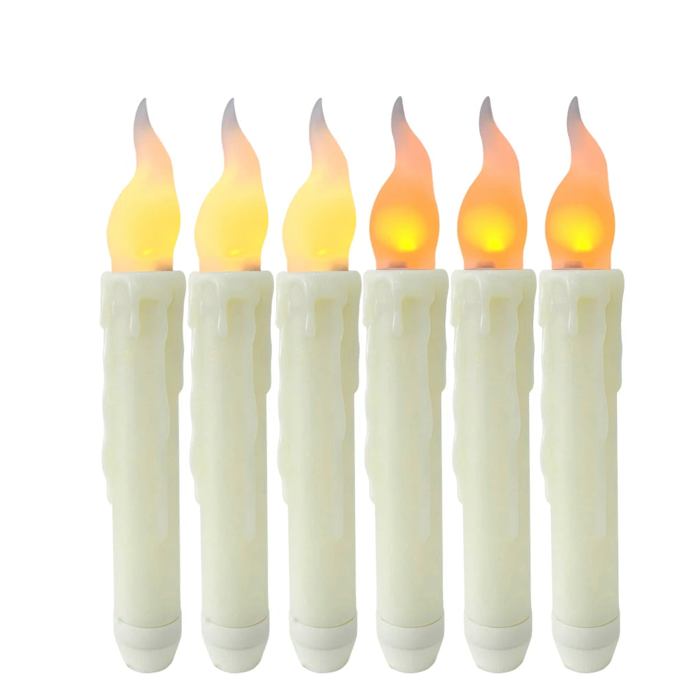 6pcs LED Taper Candle Lights, Flameless Floating Candles Battery Operated Window Candles for Christmas Wedding Birthday Party