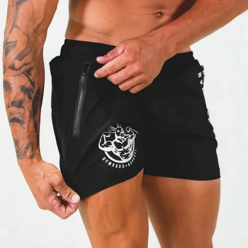 2026 Summer Fitness Training Jogging Short Pants Male Beach pants men zipper pocket Sports Shorts Men Gym Workout Running Shorts