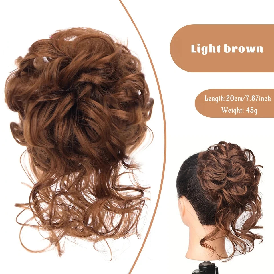 OLACA Synthetic Hair Bun Bands Blonde Black Messy Curly Chignon Donut Updo Scrunchies Fake Hair Pieces For Women Hair Extensions