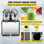 SucceBuy Commercial Slushy Machine 1x3L 2x3L Tank Frozen Drink Machine 24 Cups Stainless Steel Margarita Smoothie Frozen Drink