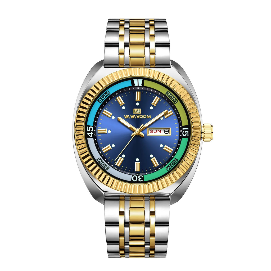 New Gear Ring Steel Strip Watch For Men Doubles Calendar Night light Large Dial Waterproof Male Fashion Quartz Clock Watches