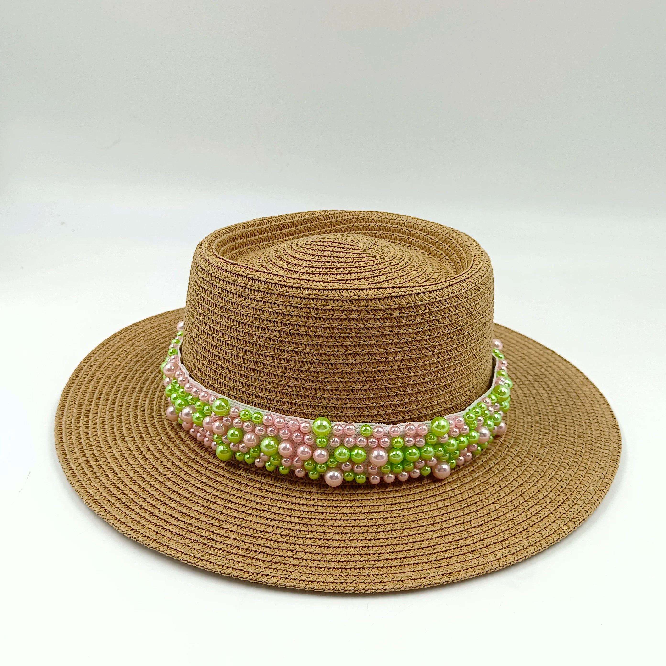 hats beach hat bohemian flat brim hat hand woven straw hat ladies summer vacation travel sun hat