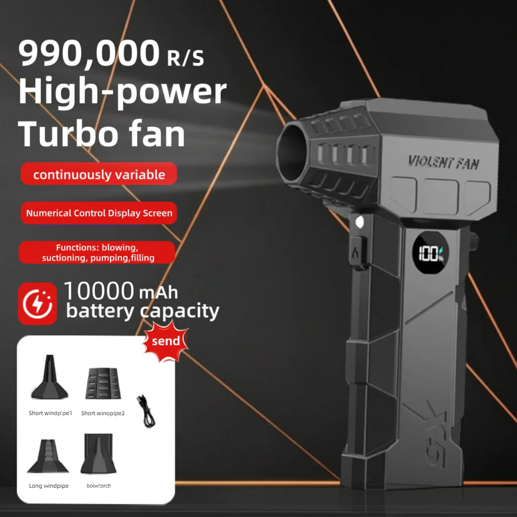 990000RPM Electric Air Blower, Hight-speed Turbo Blower Jet, Brushless Motor with Vacuum kit, Powerful Duster, Christmas Gifts