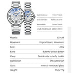 CHENXI Couple Luxury Quartz Wristwatch Stainless Steel Waterproof Luminous Elegant Watch Valentine Gift for Men and Women