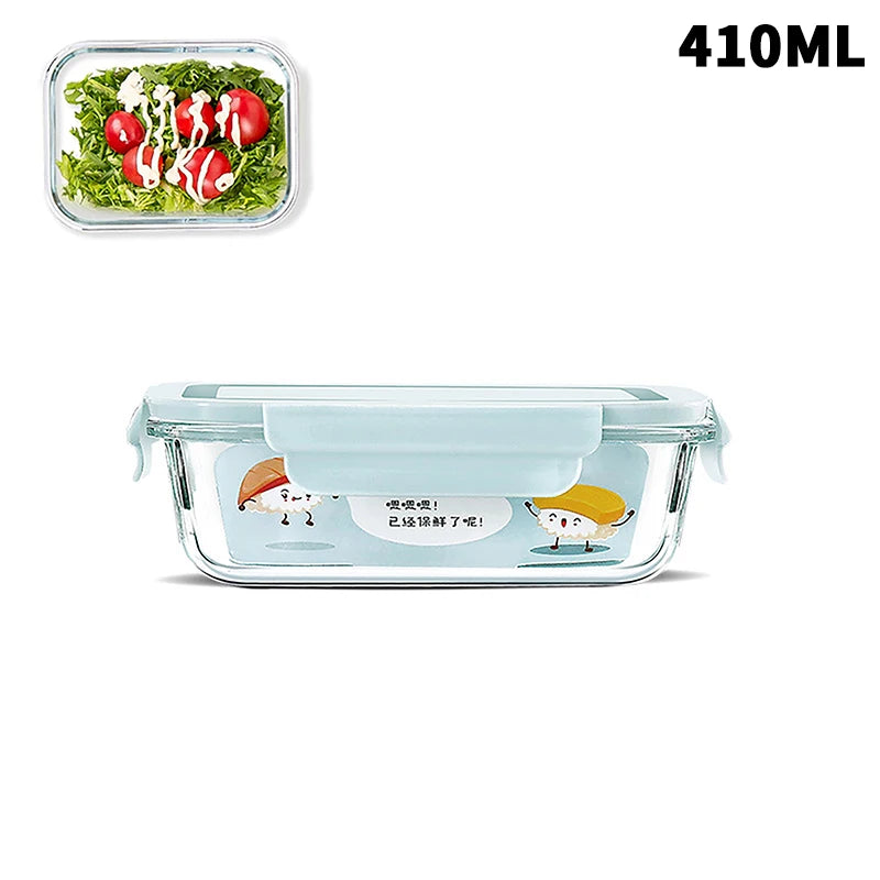 1/2/3 Grids Thickened Leak Proof Microwave Safe Food Crisper High Borosilicate Glass Bento Box With Lids Airtight Lunch Boxes