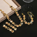Jewelry set - Crystal zirconium geometric flower necklace, earrings and bracelet - fashionable jewelry. Gift for wife.