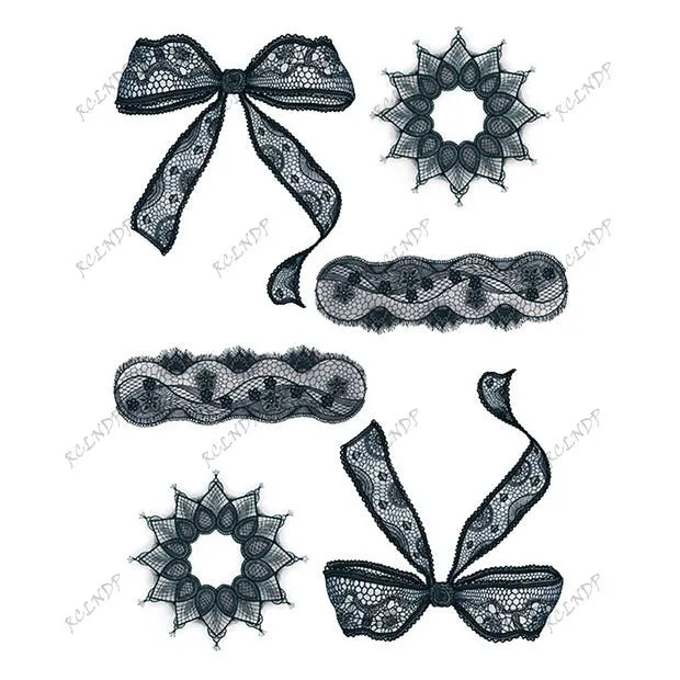 Waterproof Temporary Tattoo Sticker Sexy Lace Bow Knot Flower Arm Leg Body Art Flash Tatoo Fake Tatto for Men Women