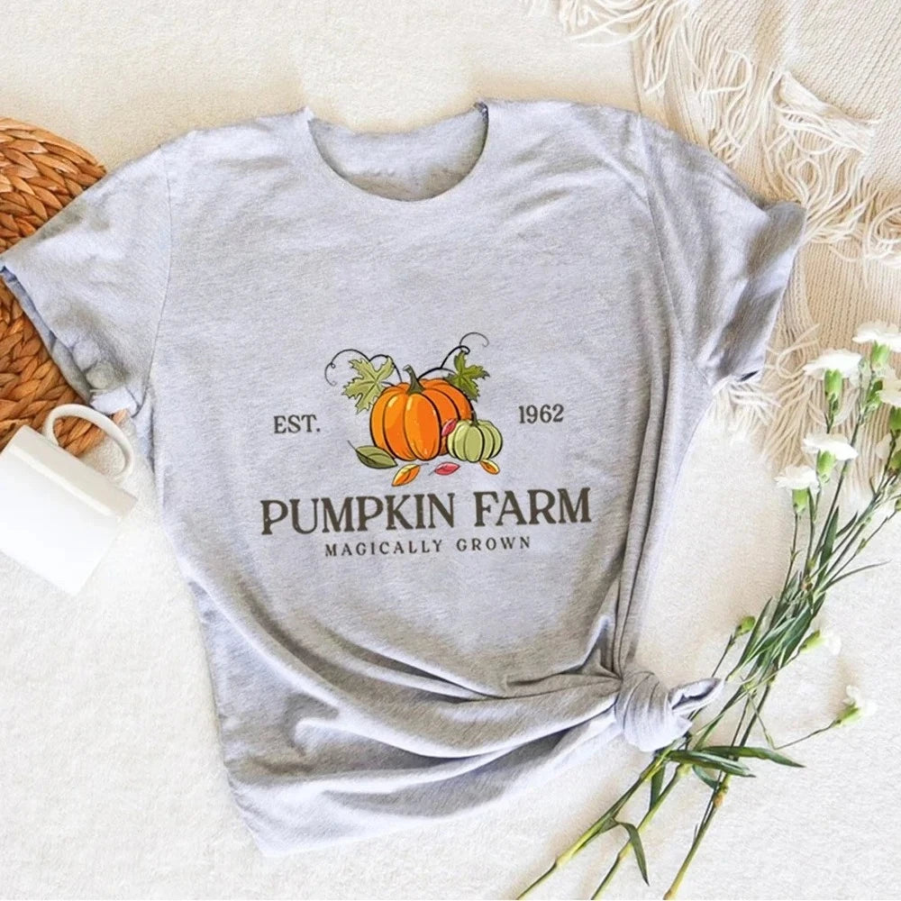 Pumpkin Farm Women's T-shirt Fall Halloween Shirt Thanksgiving Tee Halloween Magic Alternative Shirts Lover Gifts Free Shipping