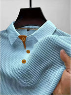 Summer ice silk lapel men's short-sleeved T-shirt men's clothing top