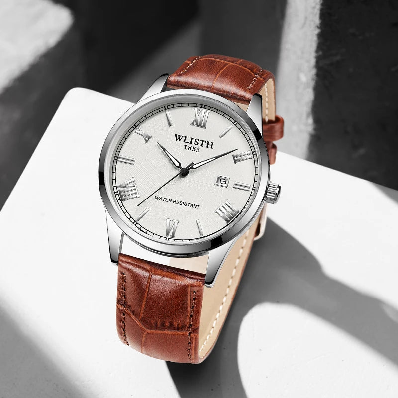 Business Watches male Quartz Wristwatch Leather Strap Mens Watches Fashion Retro Clock Real Boy Girl Birthday Valentine Gift