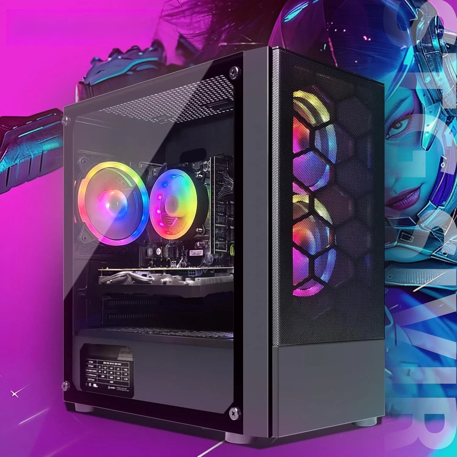 POPULAR Gaming PC Desktop, Intel 10th Gen G5905 3.5G, Radeon RX 580 16G, 16G DDR4, 1TB SSD, WiFi, BT 5.0,Factory Direct Sales