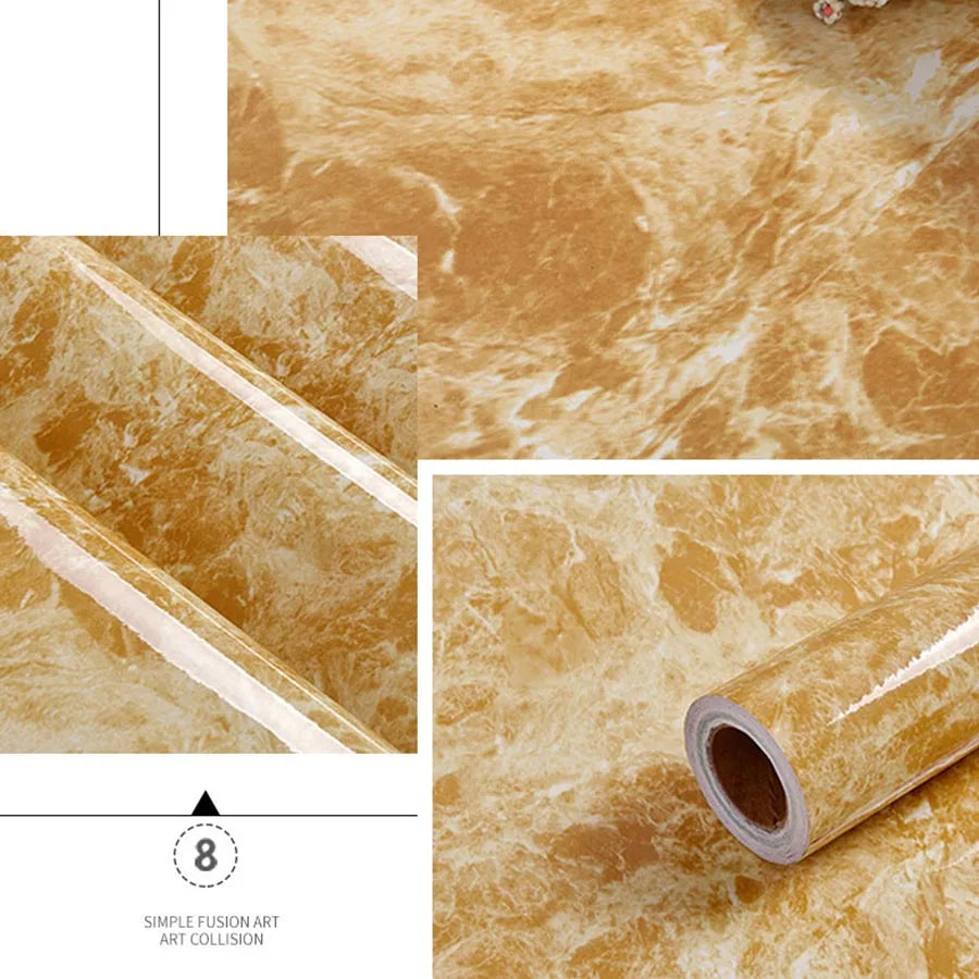 Marble Sticker Kitchen Oil-Proof Film Stove Waterproof Moisture-Proof Self-Adhesive Wallpaper Countertop Cabinet Renovation Tile