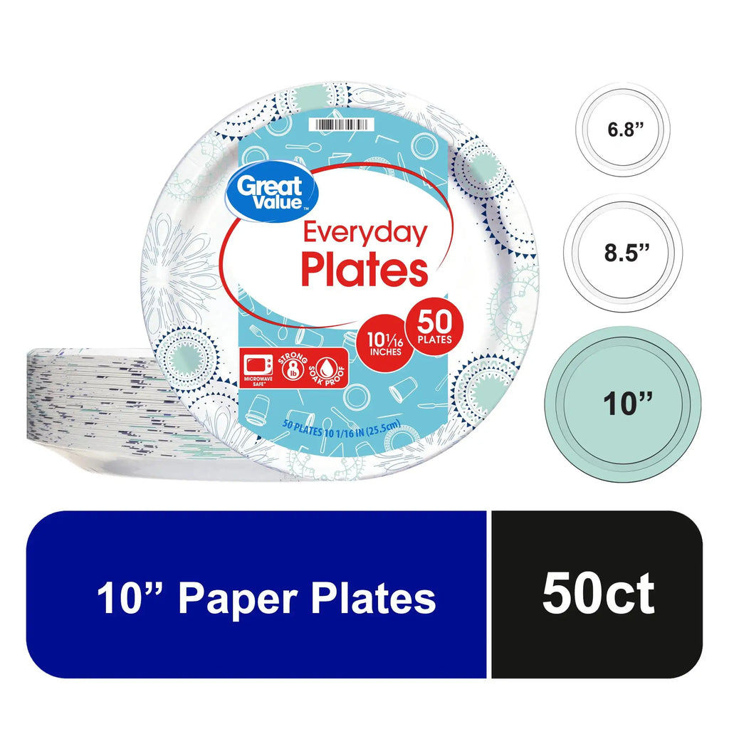 Household Favorite! | Large capacity | Disposable Paper Plates Bulk Pack of  10 Inch Round Plates for Party Picnic Wedding Catering Events