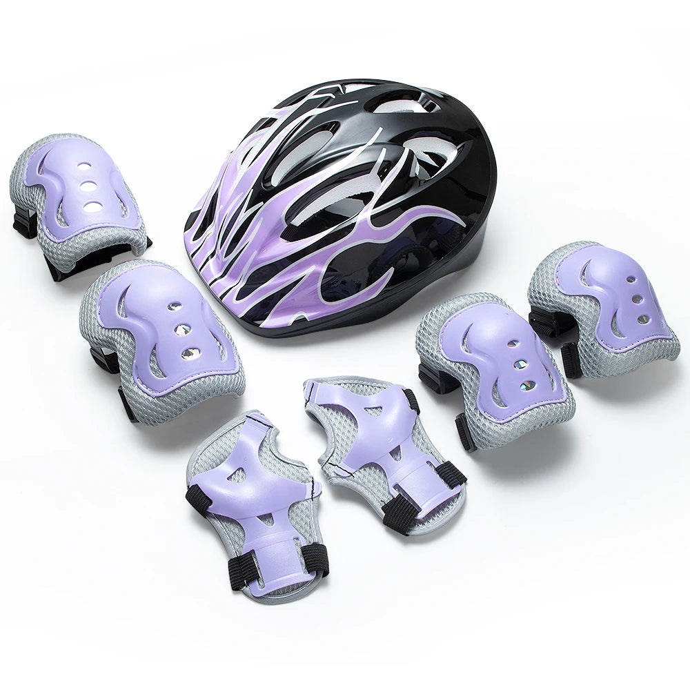 7 Pcs Kids Bike Helmet & Pads Set, Adjustable Protective Gear for Toddler Girls Boys 3-10 Years, for Biking, Skateboard, Scooter