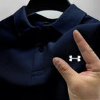 Men's Summer High-End Printed Golf Polo Shirt with Collar, Solid Color, Breathable, Office Casual, High-Quality Men's Clothing