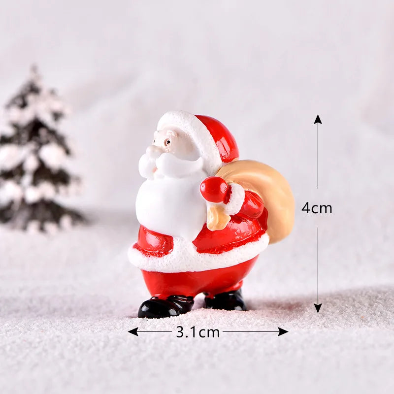 New Christmas Deer Santa Claus Sled Tree Snowman Figurine Doll House Home Decor Miniature Garden Decoration Accessories Modern