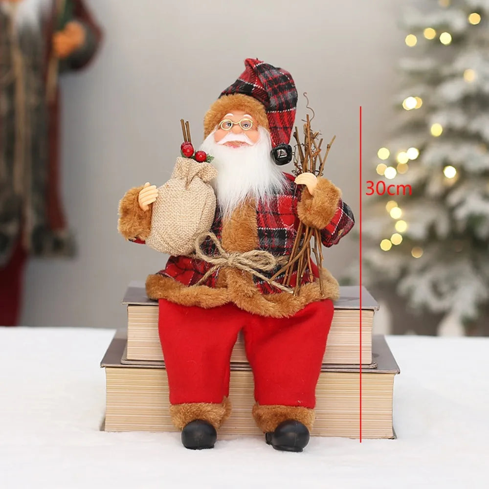 Christmas Decorations 30cm Sitting Santa Claus Gift Window Display Ornament
