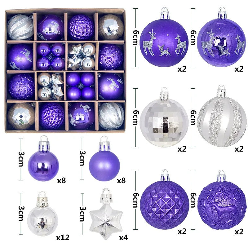 44Pcs 3-6CM Christmas Ball Merry Christmas Tree Topper Decoration for Home Decor Holiday New Year 2026 Navidad Gifts Supplies