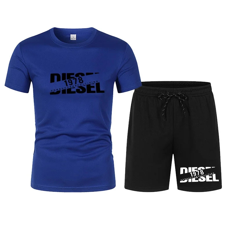 Men's two-piece sports suit round neck T-shirt and pants, basketball running sportswear 2026 summer new item