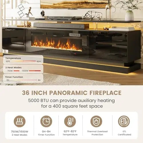 70" Fireplace TV Stand, ern Entertainment Center for TVs Up to 80”, TV ole with Storage Cabi, Media ole for Living