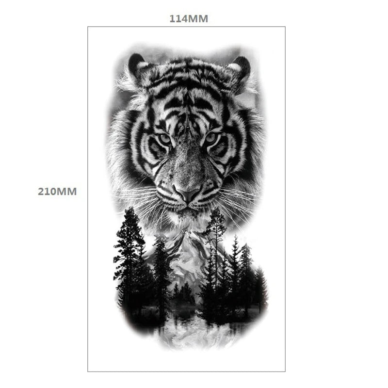 Waterproof Temporary Tattoo Sticker Forest Lion Tiger Bear Flash Tattoos Women Leopard Wolf Crown Body Art Arm Fake Tatoo Men