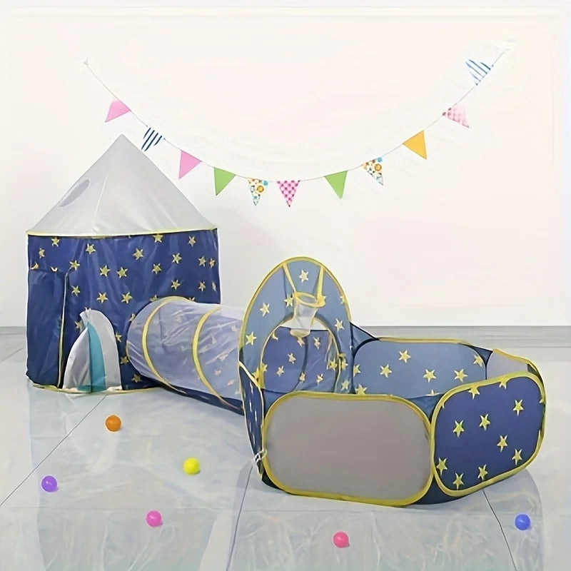 Children's Multi-functional Play Tent Set: Integrated Crawling Tunnel, Ball Pit, and Pop-up Playhouse for Boys Girls; Ideal Gift for Indoor and Outdoor Use (Colorful Balls Not Included)