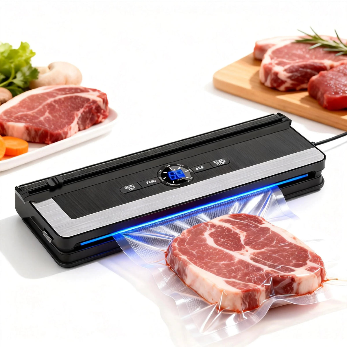 Automatic Vacuum Sealer Machine for Home & Commercial Use Dry & Wet Food Packaging & Preservation Built-in Bag Cutter 5mm Seal