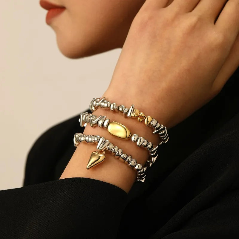 4pcsset Fashion Bracelets For Women New Vintage Irregular CCB Beads Imitation Pearl Chain Jewelry Valentine's Gift