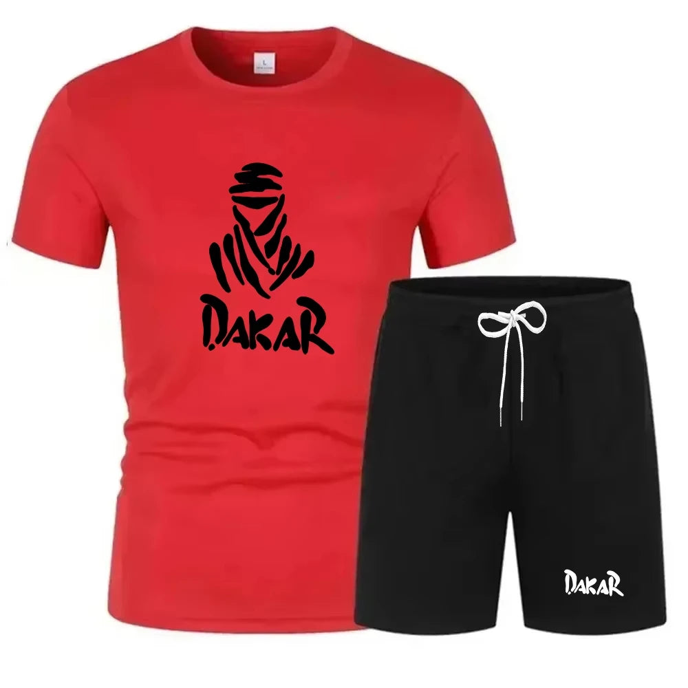 Men's 2026 A Two-piece Summer Men's Fashion Casual T-shirt and Fitness Sportswear Set Is Suitable for Round-colored Youth Styles