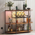 Wine Cabinet Bar Cart Table with Power Socket and LED Light, Three Tiers Coffee Bar Table Wine Rack Liqour Bar with, Customized