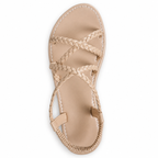 Khaki braided sandal on white background