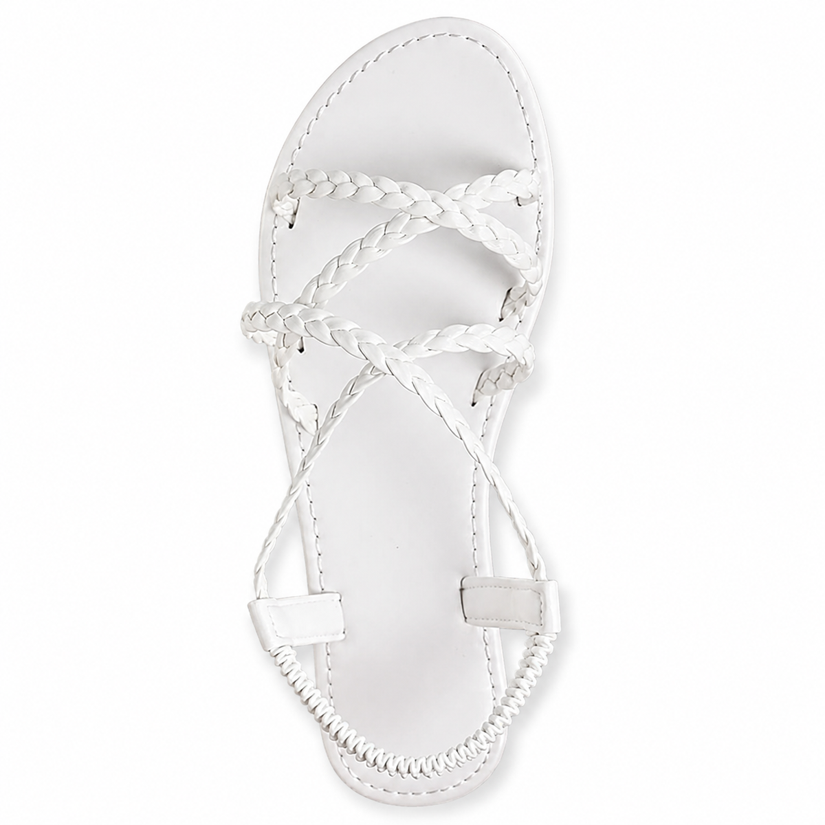 White braided sandal on white background