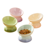 Ceramic Elevated Cat Bowl, Diagonal Design, Protects Cervical Spine, Pet Water Bowl