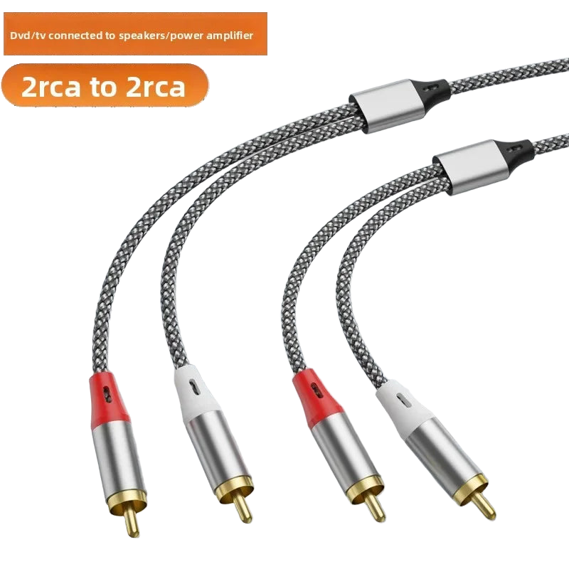 Double RCA audio cable, 2 pairs of RCA cables for computer, TV, amplifier, subwoofer, and speaker connection