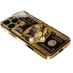 Creative Wealth Pattern Gold Metallic Paint Glass Phone Case For iPhone 17 16 15 14 13 12 11 Pro Max 15 14 Plus 17 Air 16E Cover