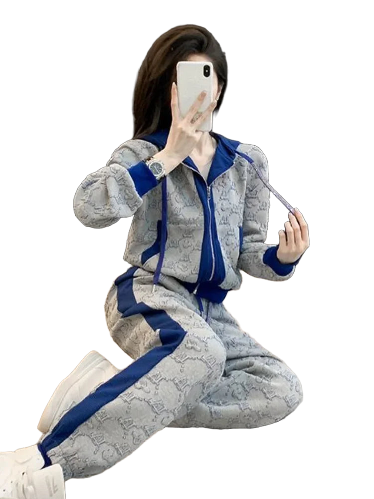 Pant Sets for Women 2 Pieces Tracksuit Spring Autumn Trousers Woman Color Matching Sport Sweatshirt Wholesale Bulk Aesthetic D
