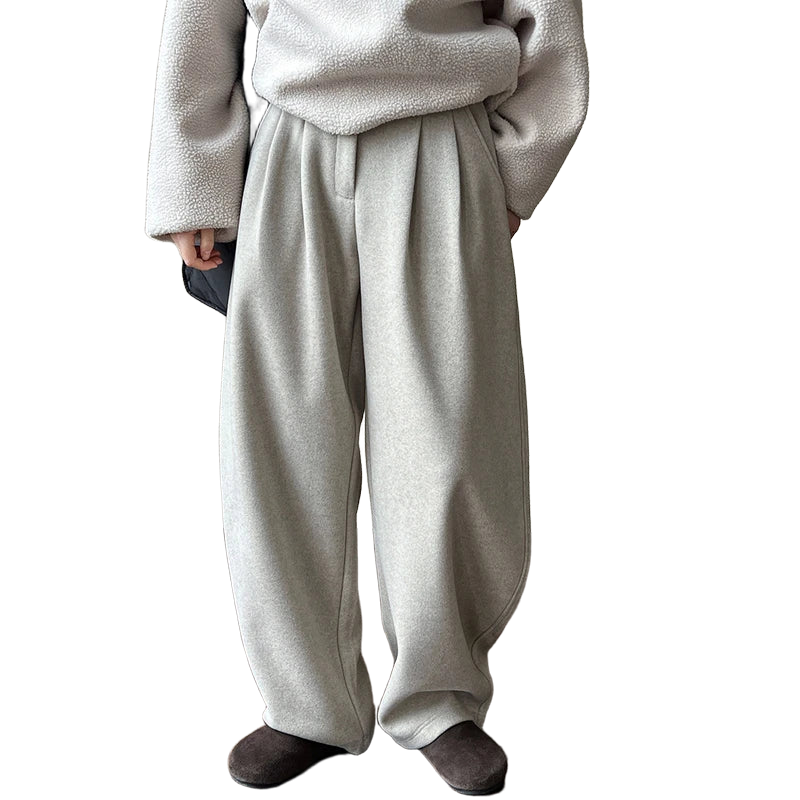 2025 Women Winter Autumn Thick Pants High Waist Wide Leg Warm Woolen Pants Fashion Clothes Vintage Pants Female Trousers
