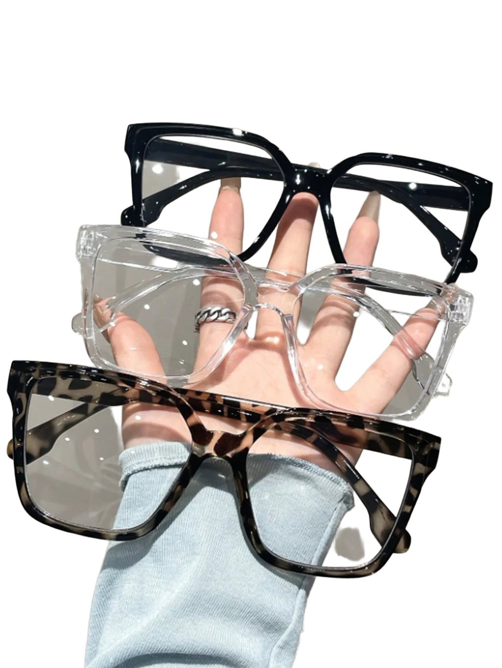 1Pc/2Pcs/3Pcs/4Pcs Elegant, Simple and Stylish Geometric Glasses with Transparent Lenses, Suitable for Daily Office Reading