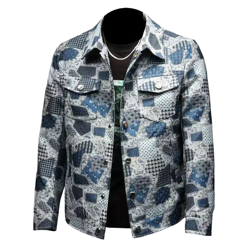 Spring Autumn High Quality Men's Fashion Casual Jacket Button Lapel Work Coat Jacquard pattern Plaid Tops Men Jackets