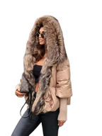 2024 Winter Puffer Jacket Women Real Fox Fur Collar Hooded Natural Thick Warm Loose Oversize Duck Down Coat Streetwear Outerwear