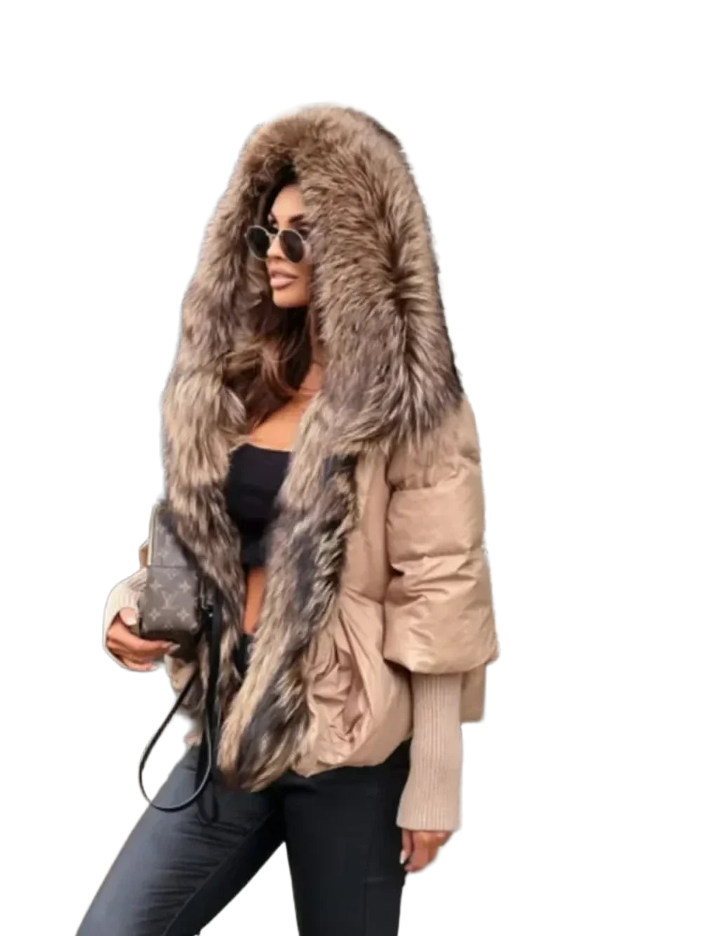 2024 Winter Puffer Jacket Women Real Fox Fur Collar Hooded Natural Thick Warm Loose Oversize Duck Down Coat Streetwear Outerwear