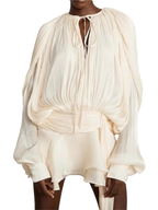 Dresses For Woman French Vestidos Elegant Puff Sleeve Dress Fashionable Loose Lace-up Solid Color Leace-up Simple Style Trendy