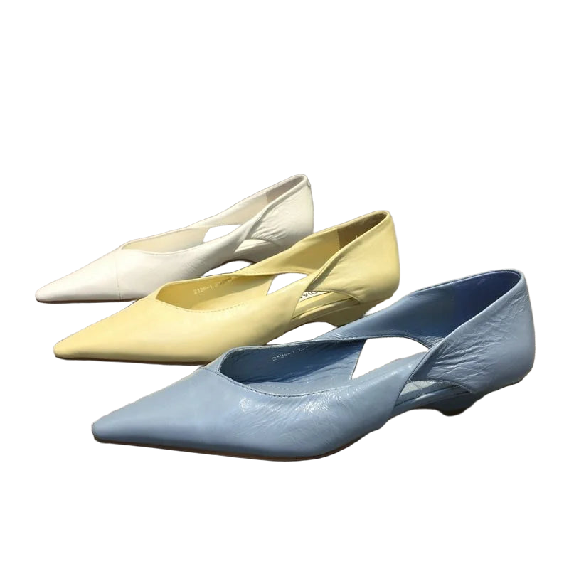 Shoes for Woman 2024 Comfortable Women's Summer Footwear Moccasins Blue Low Heel Elegant Pointed Toe High Quality Popular Young