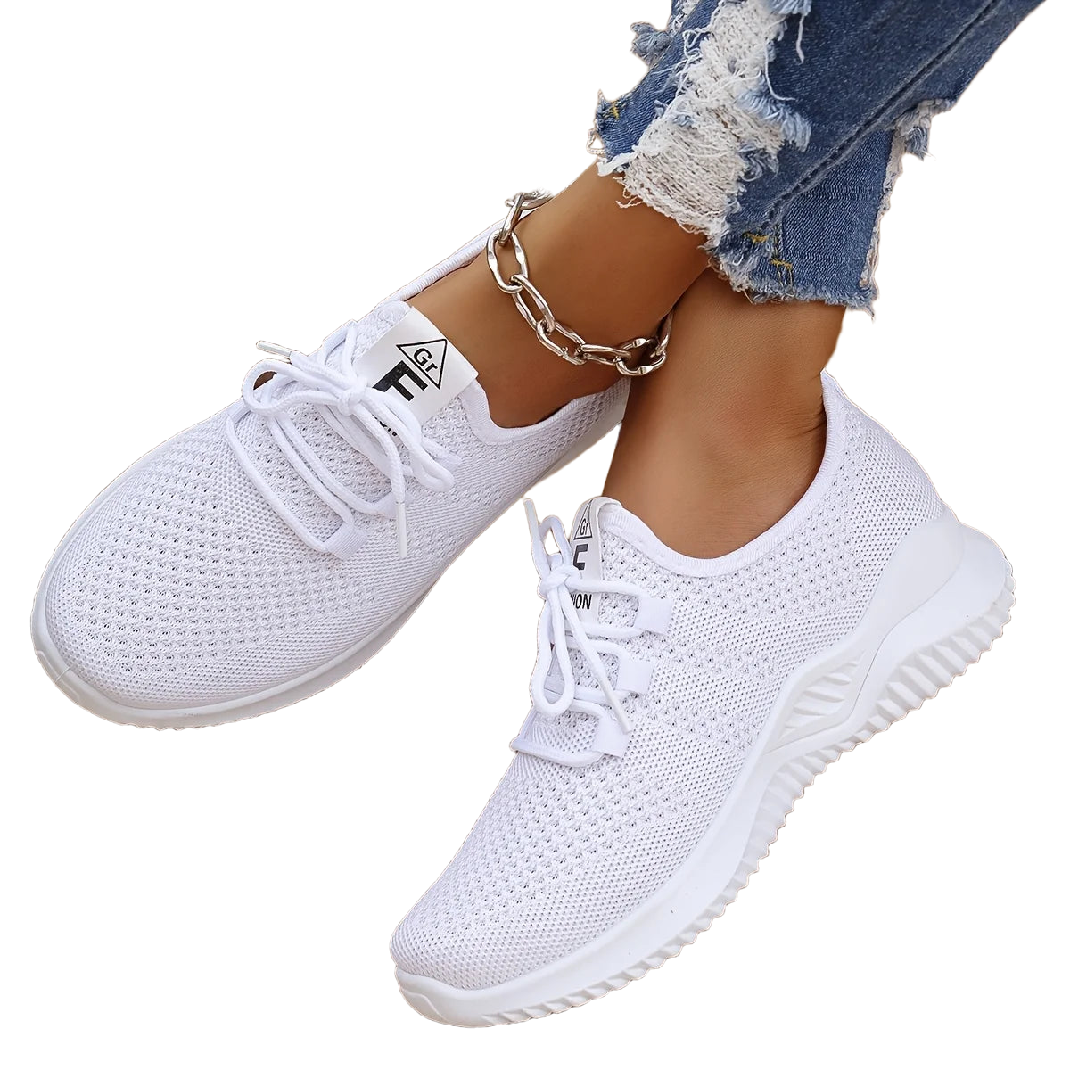 Women's Leisure Sports Shoes in Solid Colors with Knit Upper and Soft Soles for Running Tennis and Workouts Ideal for Travel