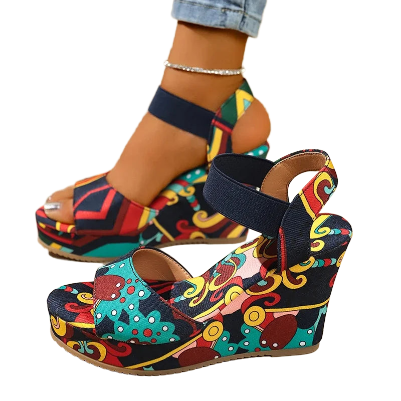 Shoes for Women 2025 New Women Wedge Sandals Retro Ethnic Printing Platform Sandals Ladies Casual Comfortable Outdoor Sandals