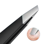 Stainless Steel Black Eyebrow Tweezer with Slant and Flat Point Beauty Tools for Eyelash Tweezer & Ingrown Hair Removal