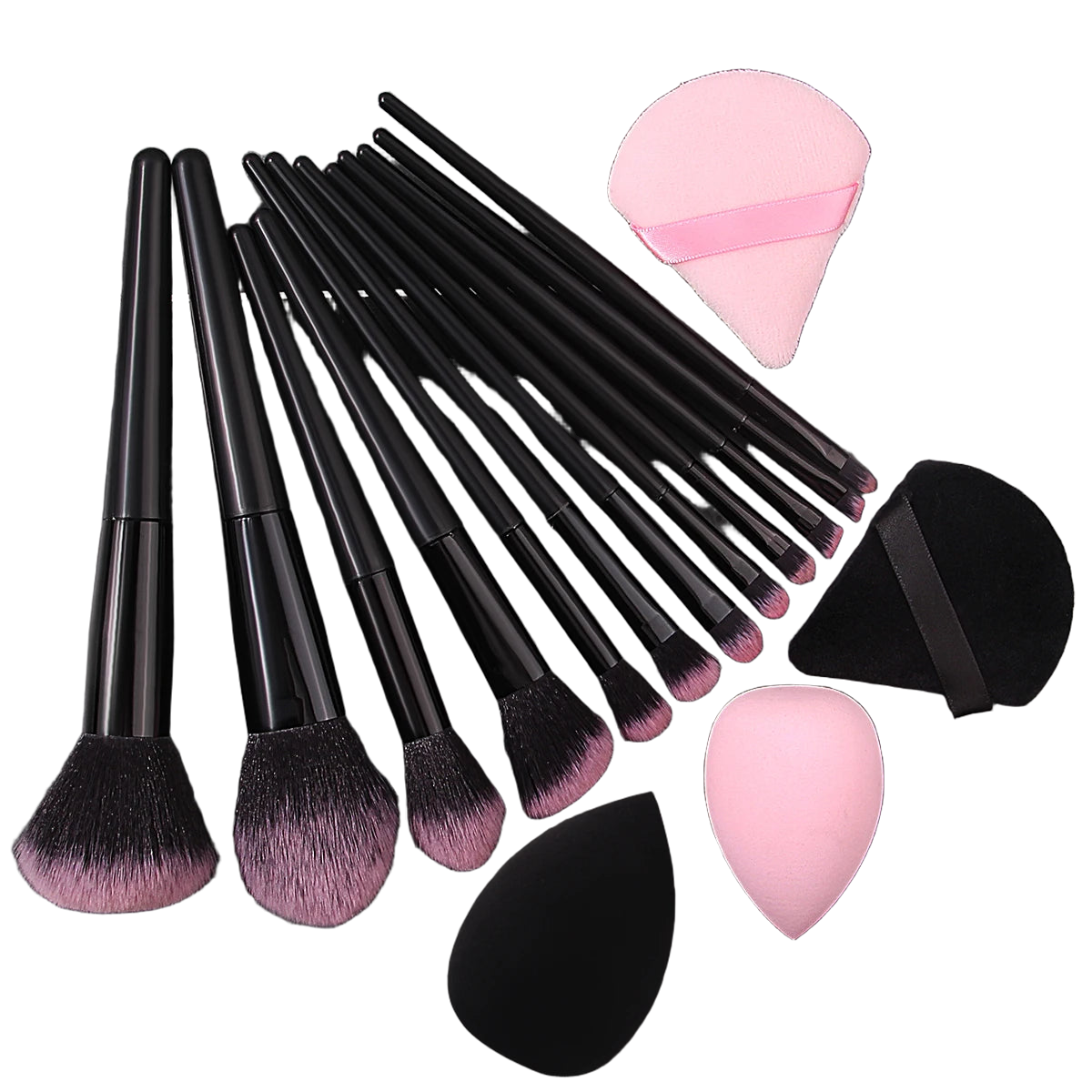 12 high-quality soft makeup brushes set +4 beauty eggs, triangular powder puff, super practical and portable beauty tools