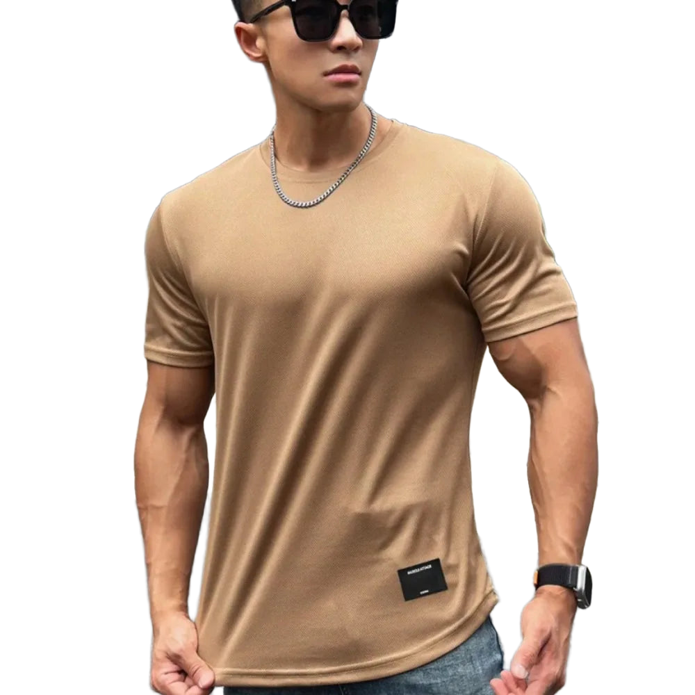 2024 new Men Summer Short Sleeve Fitness T Shirt Running Sport Gym Muscle T Shirt Workout Casual High Quality Tops Clothing